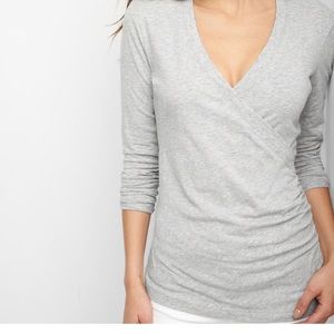 Gap maternity crossover nursing tee gray